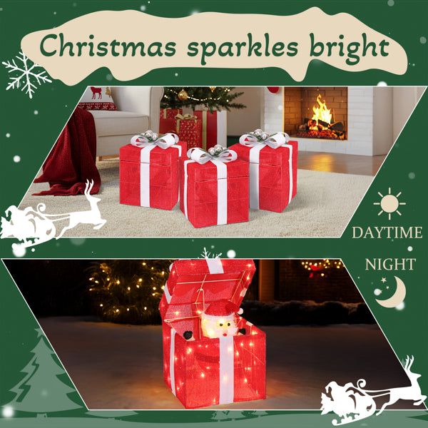 12in Motorized Pop-up Gift Box With Santa, Outdoor Christmas Decorations With Motor & 60 LED Lights - view 4
