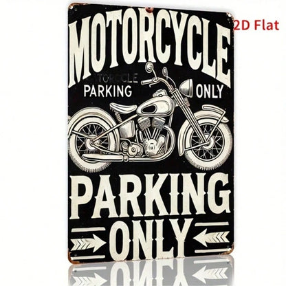 Classic Vintage Motorcycle Parking Sign 8x12 Inch Waterproof Rust Resistant 2D Flat Iron Metal Wall Decor For Home Bar - view 2