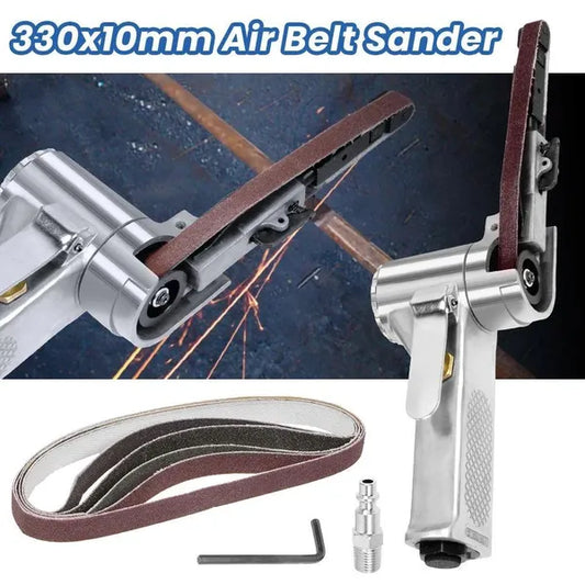 10mm Pneumatic Belt Sander, Lightweight Handheld Air Powered Grinder Polisher With 5 Sanding Belts - view 2