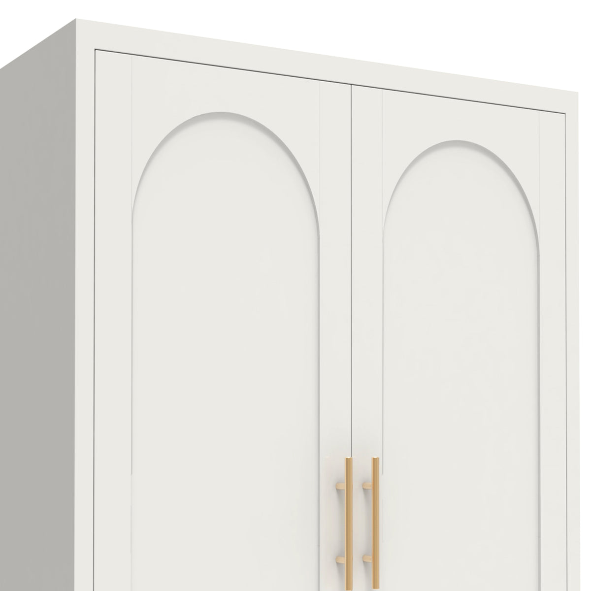 61'' 2 Shapely Doors Cabinet, Metal Storage Cabinet With Doors And Adjustable Shelves, For Bedroom, Living Room White - view 5