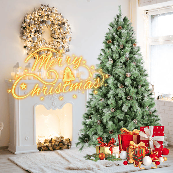 Artificial 5ft Green Christmas Tree With 694PVC Hard Needle Mixed Branch Tips, 200L Warm White Led, Pine Cone - view 10