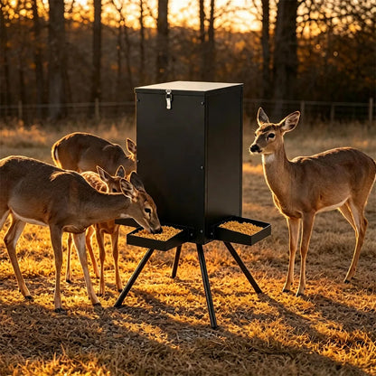 14 Gallon Gravity Deer Feeder 50-90 LBS Capacity Galvanized Coated Steel Wildlife Game Feeder with 4 Feeding Trays - view 6