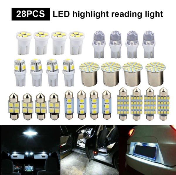 28pcs Car Interior White Combo LED Map Dome Door Trunk License Plate Light Bulbs - view 6