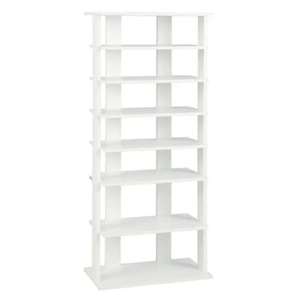 7-Tier Double-Row Shoe Rack With Adjustable Shelves, Anti-Tipping Narrow Storage Rack For Entryway Closet-White - view 5
