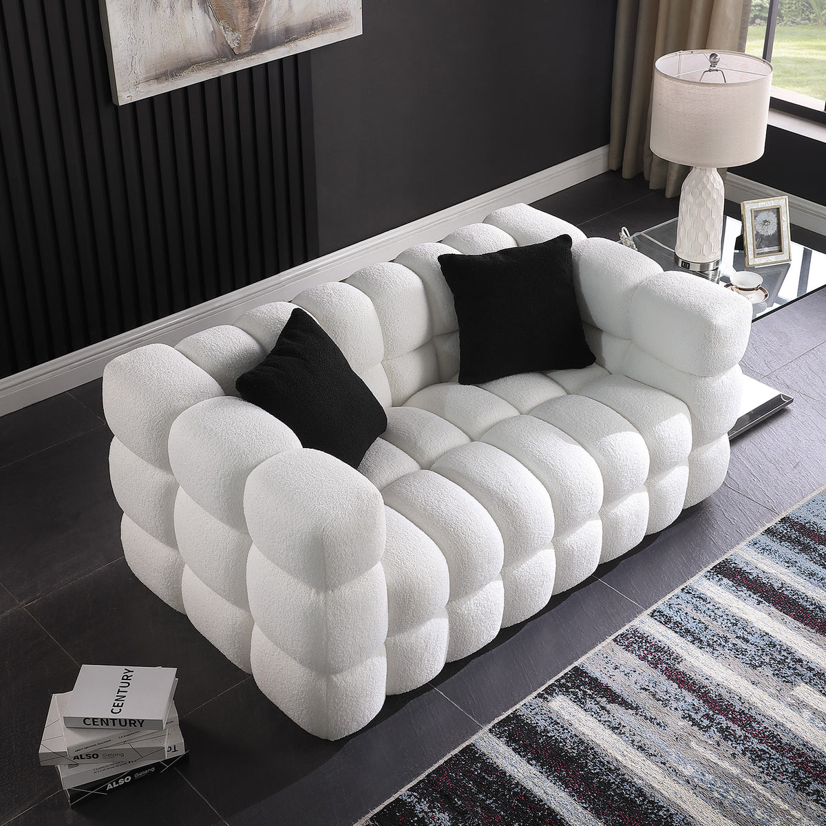 62.2length,35.83inch Deepth,human Body Structure For USA People, Marshmallow Sofa,boucle Sofa,White Color, 2 Seater - view 7
