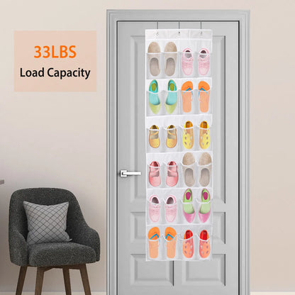 1Pc Over The Door Shoes Rack 24-Pocket Crystal Clear Organizer 6-Layer Hanging Storage Shelf For Shoes Slippers Small - view 9