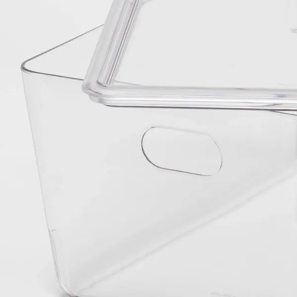 4L Stacking Clear Bin With Lid: PET, Stackable, Universal Storage, 10.15" x6.81" x4.52" - view 4