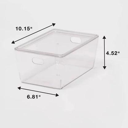 4L Stacking Clear Bin With Lid: PET, Stackable, Universal Storage, 10.15" x6.81" x4.52" - view 3