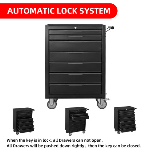 7-Drawer Rolling Tool Chest Cabinet, Large Capacity Metal Tool Box With Wheels And Cylinder Locking - view 5