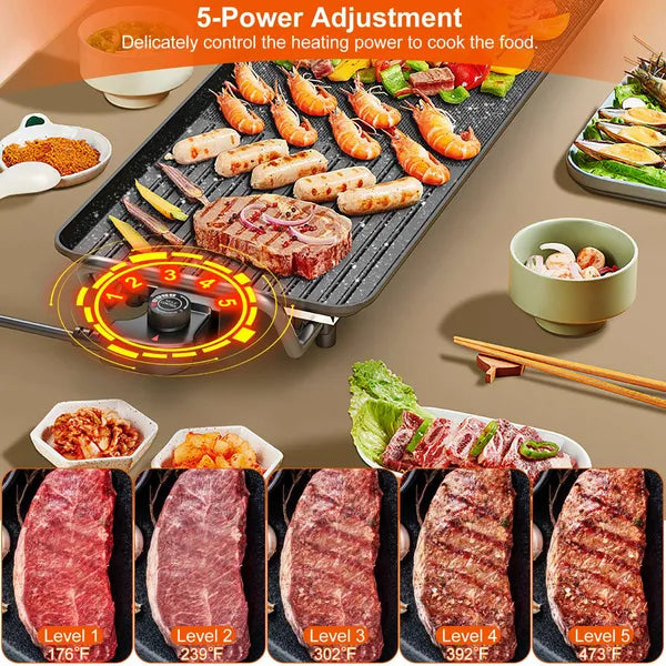 Electric Barbecue Grill Hot Plate Cooking BBQ Griddle Non-Stick Table Top Grill Griddle For Indoor Outdoor Camping - view 5