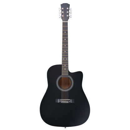 Matte Black 41-inch Dreadnought Barrel-shaped Cutaway Acoustic Guitar With Pick, Strings, Capo, Gig Bag, Tuner