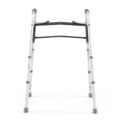 Silver Foldable Walker, 2-Button Folding Mechanism & 7-Level Adjustable Height (30"-36"), 350LBS Capacity - view 5