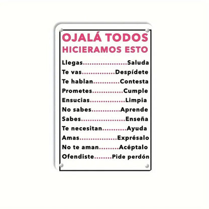 Spanish Motivational Quote Metal Wall Sign Ojalá Todos Hicieramos Esto Retro Tin Wall Decor
