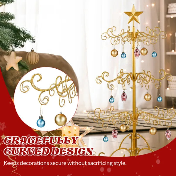 3ft Wrought Iron Christmas Tree, Metal Ornament Display Tree Stand For For Holiday Party Home Decor - view 9