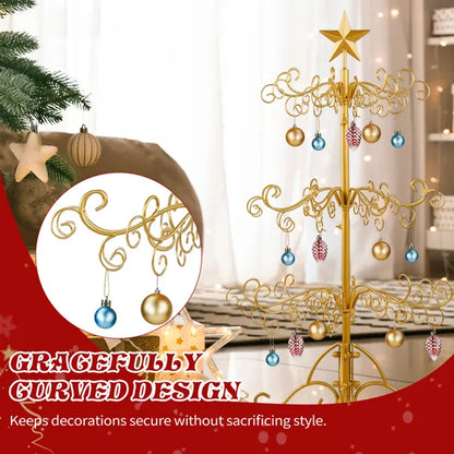 3ft Wrought Iron Christmas Tree, Metal Ornament Display Tree Stand For For Holiday Party Home Decor - view 9