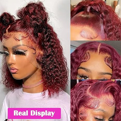 13x4 Lace Bob Water Wave Human Hair Headband 99J Density - view 3