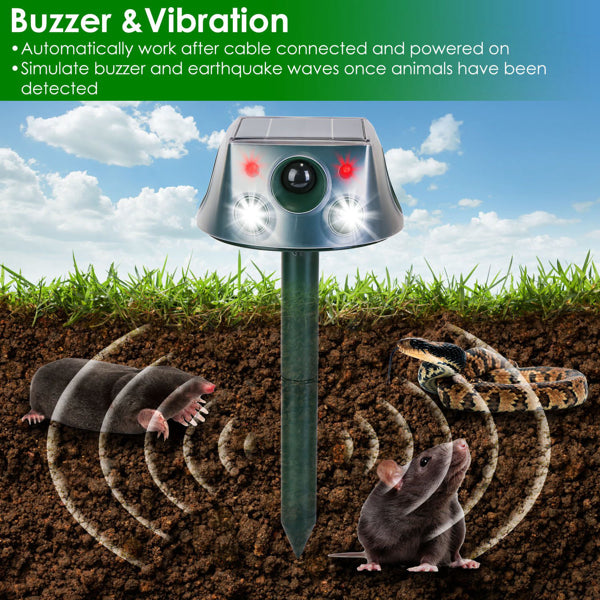 Solar & Type-C Rechargeable Animal Repeller - 3 Modes Ultrasonic+Buzzer+Vibration, IP66 Waterproof, 2200mAh Battery - view 4