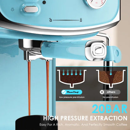 20 Bar Espresso Machine For Home- Professional Compact Espresso Maker With Milk Frother Steam Wand - view 4