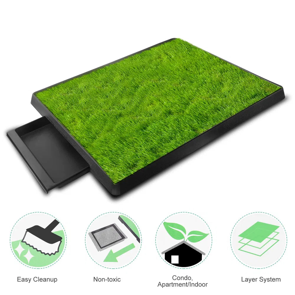 Dog Toilet Indoor Puppy Training Pad, Dog Potty Pet Training Grass Mat, Removable Waste Tray For Easier Clean Up - view 2