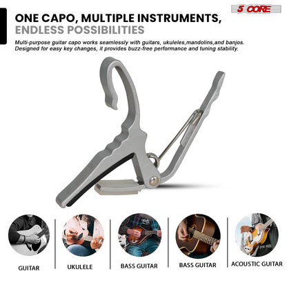 5 Core Guitar Capo Quick Change Acoustic Electric String Clip Banjo Mandolin Or Ukulele - view 4