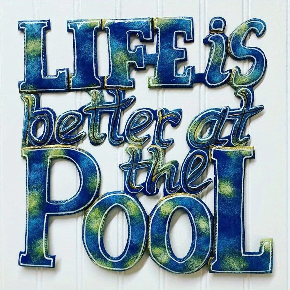 Tropical Coastal Summer Poolside iron Wall Art Decor