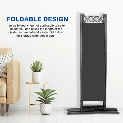 6FT 4-Fold Top With Shape 160g Polyester Cloth Plastic Feet Carbon Steel Frame Foldable Screen Black - view 3