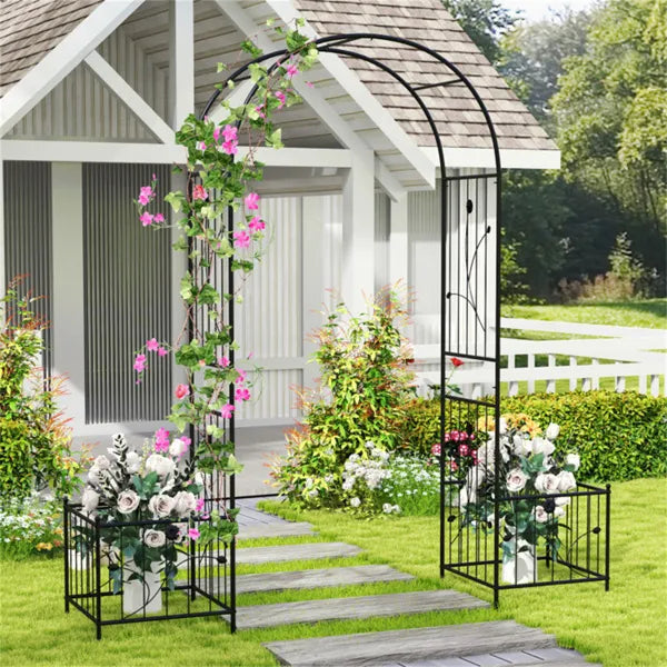 Multifunctional Outdoor Trellis - Climbing Vines Support+Flower/Vegetable Planters, 80" x20" x86" - view 3