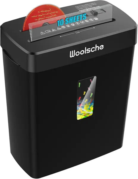 Woolsche Paper Shredder - 10-Sheet Cross Cut With 3.43-Gallon Basket - P-4 Security Level - 3-Mode Design