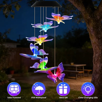 Solar Butterfly Wind Chime 7 Color Changing Wind Chime For Outside IPX4 Waterproof Outdoor Garden Yard Decor - view 3