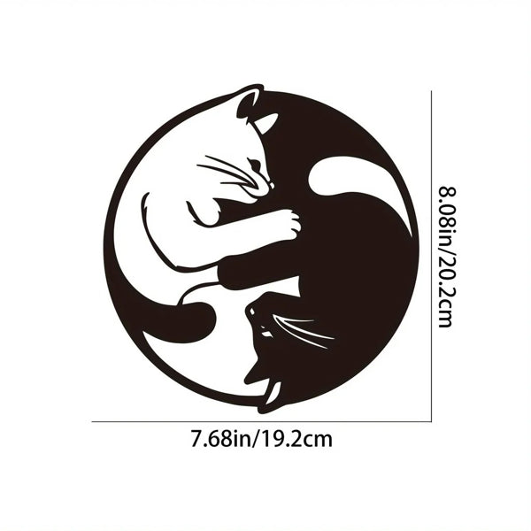 Yin Yang Cat Silhouette Aluminum Wall Art Zen Home Decor Holiday Gift - view 4