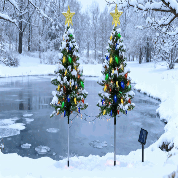 2Pack Solar Christmas Tree Lights 37.4in - 100 LED 4 Colors 8 Modes - view 4