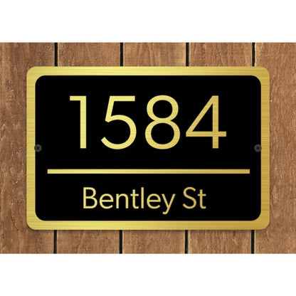 Custom Home Address Plaque Metal Brushed Gold Design Text House Number Sign - view 6