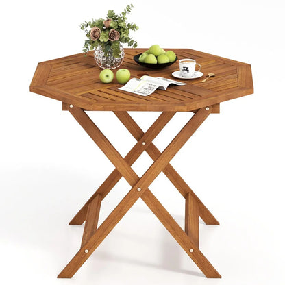 35.5 Inch Solid Wood Patio Dining Table Octagon Table With 1.97 Inch Umbrella Hole - view 8