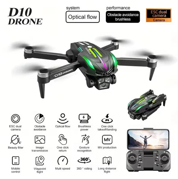 D10 Remote Control Obstacle Avoidance Drone, Gradient Flow Technology - view 3