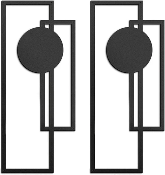 Abstract Line Iron Wall Art Set Modern Minimalist Black And White Decor For Living Room Bedroom Office Halloween Gift - view 3