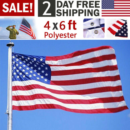 4X6FT Polyester American Flag 120cmX180cm USA Flag Outdoor Yard Decor Stars Brass Grommets