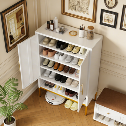 40inch Tall 2-Doors Shoes Cabinet, Metal 7-Tier Hidden Shoe Organizer - view 9