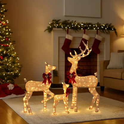 3-Piece Lighted Christmas Reindeer Family Set Outdoor Decorations, Weather Proof Sparkling Deer Family Set Of - view 9