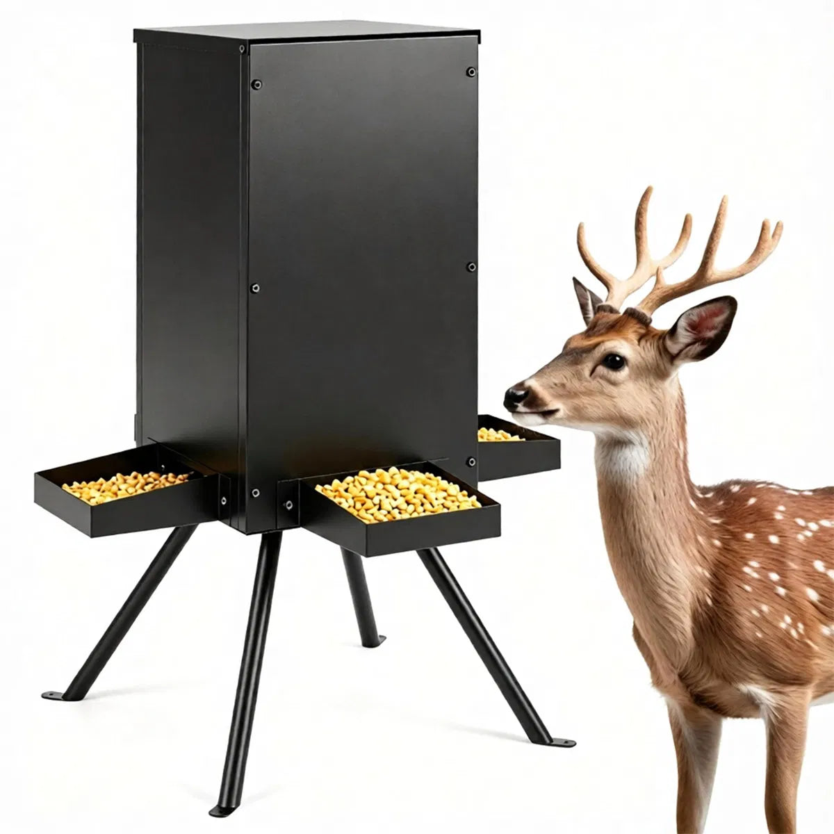 14 Gallon Gravity Deer Feeder 50-90 LBS Capacity Galvanized Coated Steel Wildlife Game Feeder with 4 Feeding Trays - view 8