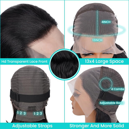 13x4 Lace Front Human Hair Wig Body Wave, Natural Color, Density - view 4