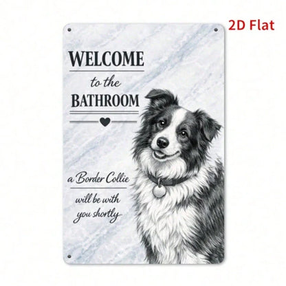 2D Flat Sheepdog Welcome Sign Vintage Printed Wall Art Waterproof Rustic Hanging Plaque Decor For Restroom Home Bedroom - view 2