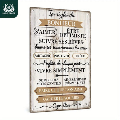 Vintage French Inspirational Quotes Metal Sign Rustic Wall Art For Home Farmhouse Cafe Decor - view 3