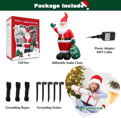 10 FT Christmas Inflatable Santa Claus Outdoor Decor For Yard, Giant Blow Up Santa Decoration With Big Gift Bag - view 3