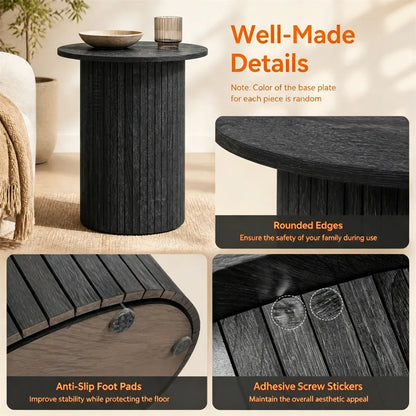 Minimalist Round Pedestal Side Table, Space-Saving Stable Nightstand with Rounded Edges & Anti-Slip Pads - view 5