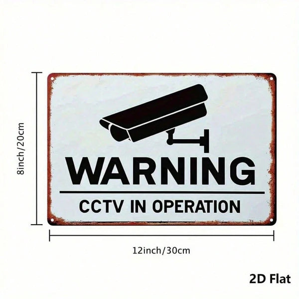1PC Vintage Surveillance Camera Warning Metal Sign, 8x12 Inch Waterproof Rustproof Tin Signage - view 4