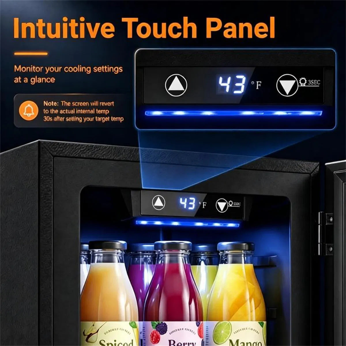0.6 Cu.Ft Mini Beverage Refrigerator with Digital Touch Control 40F-61F Adjustable Thermostat - view 5