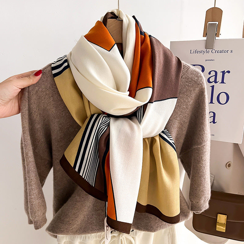 Color Matching Fashion Scarf Scarf Thin Warm Scarf Talma