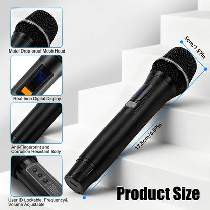 UHF Wireless Microphones Rechargeable Wireless Microphones Metal Handheld Dynamic Mics With 262FT Range For Karaoke - view 6