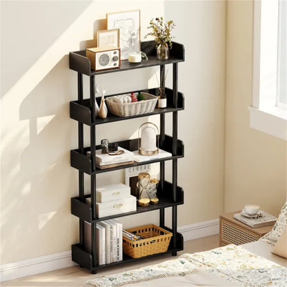 5-Tier Anti-Tipping Open Bookcase With Elevated Legs, Black Display Rack For Home Office - view 3