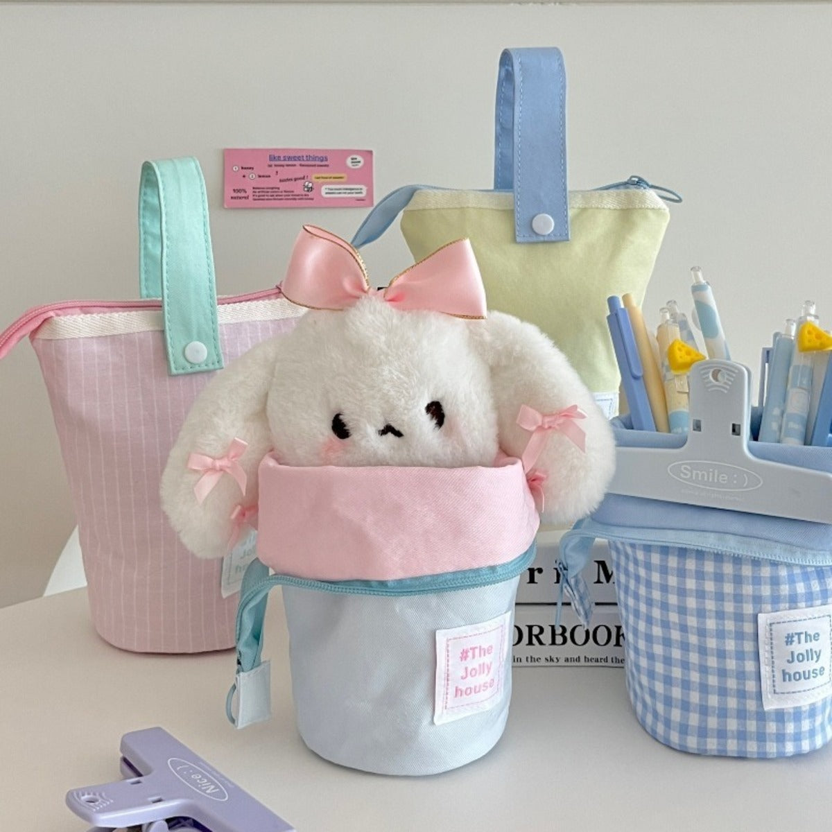 Foldable Standing Pencil Pen Case With Compartments Large Capacity Pencil Pouch Bag School Aesthetic Supplies For Girls - view 2